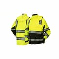 Pyramex Class 3 Waterproof Parka, Fleece Lined, Hi-Vis Lime, Size L RPB3810L